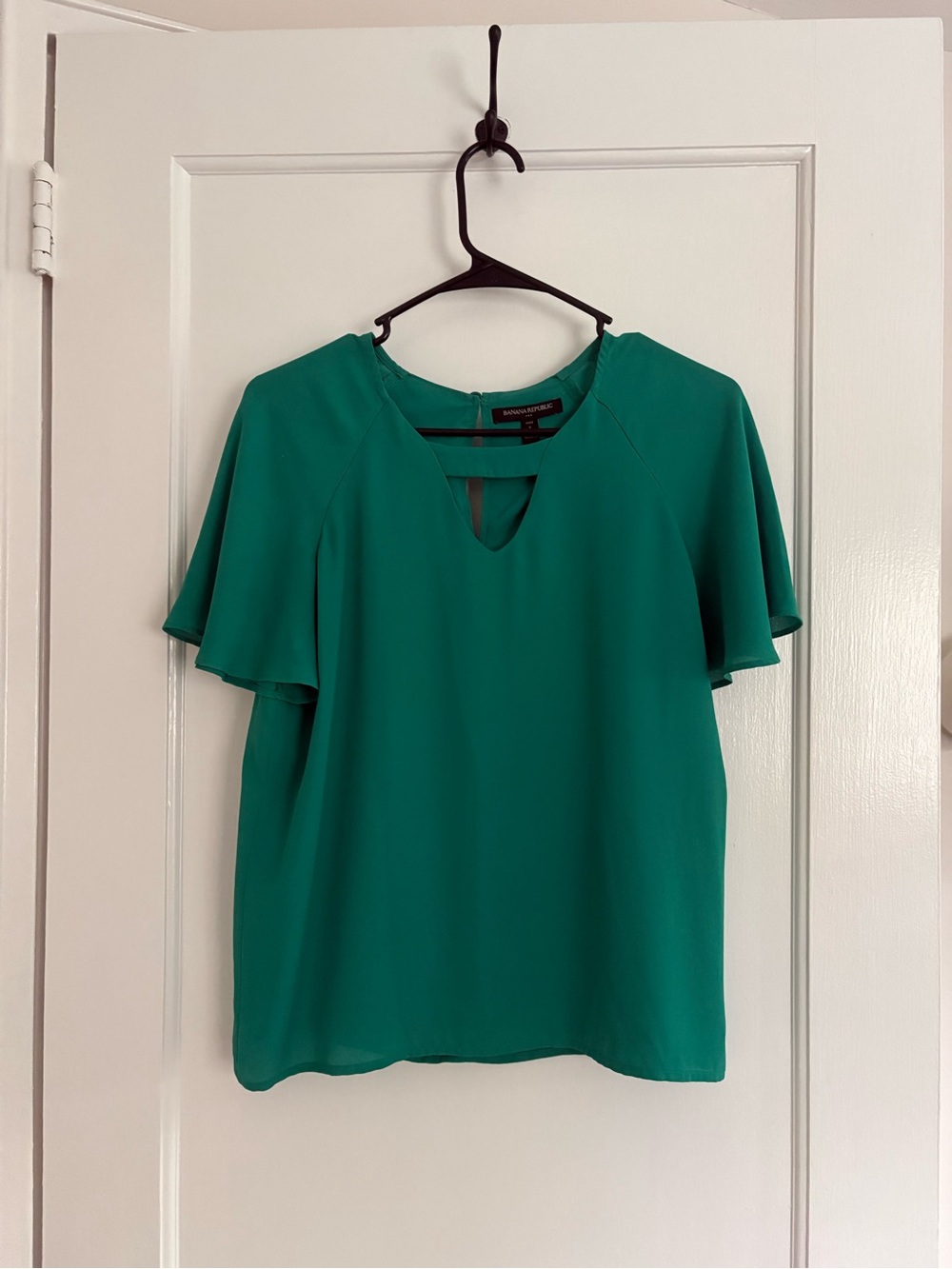 Banana Republic Emerald Green Flutter Sleeve Blouse